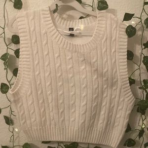 white sweater vest